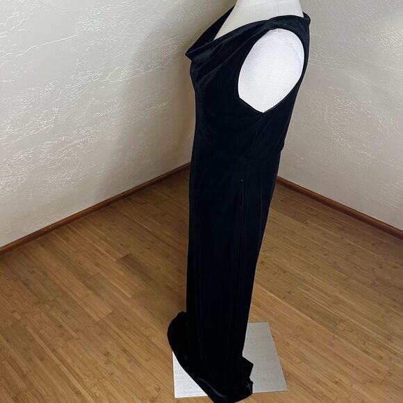 Vintage Hillard & Hanson Maxi Dress Womens M Black Velvet Cowl Neck Romantic - Picture 7 of 9